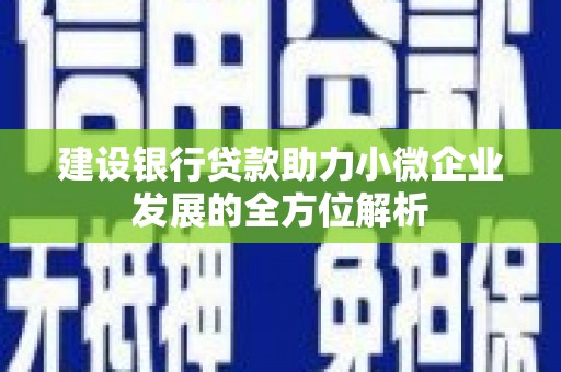 草屯建设银行贷款助力小微企业发展的全方位解析