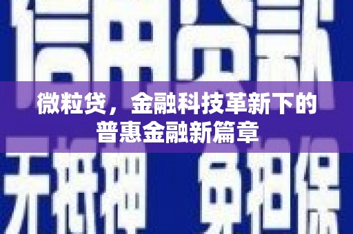 草屯微粒贷，金融科技革新下的普惠金融新篇章