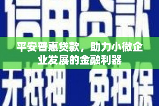 草屯平安普惠贷款，助力小微企业发展的金融利器