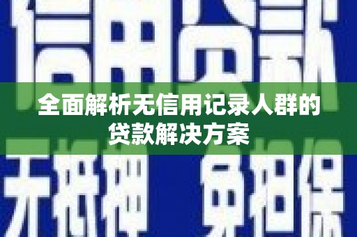 草屯全面解析无信用记录人群的贷款解决方案